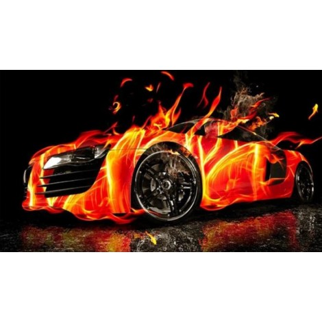 Cool Orange burn effect  Cars Diamond Painting Kits AF9410