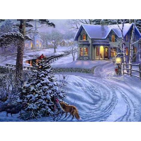 2019 Wall Decor Snowy Village In Winter 5d Diy Diamond Painting Kits UK VM7635