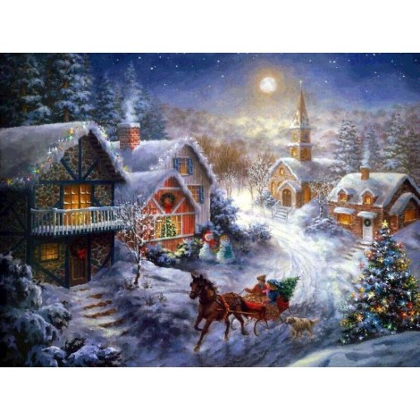 Winter Christmas Village 5D Diy Diamond Painting Kits UK NW91048