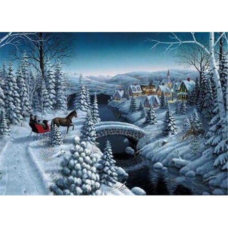 Winter Christmas Tree Village 5D Diy Diamond Painting Kits UK NW91049