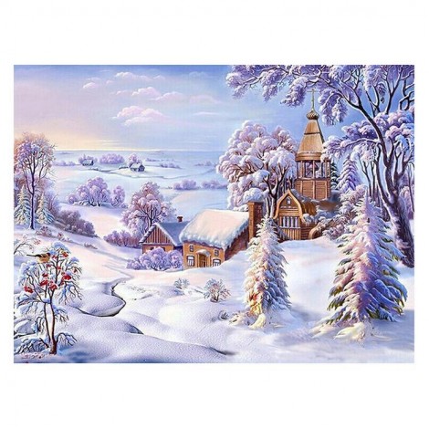 Best Winter Landscape Village 5d Diy Cross Stitch Diamond Painting Kits UK QB7151