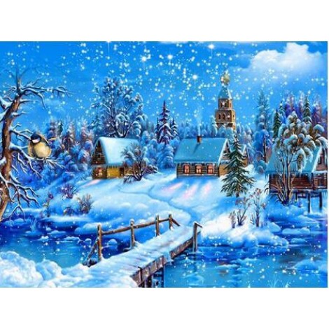 2019 Wall Decor Snowy Village In Winter 5d Diy Diamond Painting Kits UK VM7624