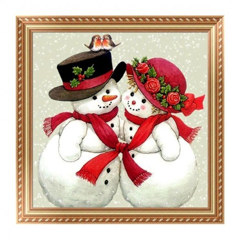 New Arrival Cartoon Snowman Lover 5d Diy Cross Stitch Diamond Painting Kits UK QB7136