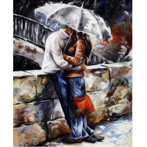 Popular Oil Painting Styles  Kiss Under The Umbrella Diamond Painting Kits AF9411
