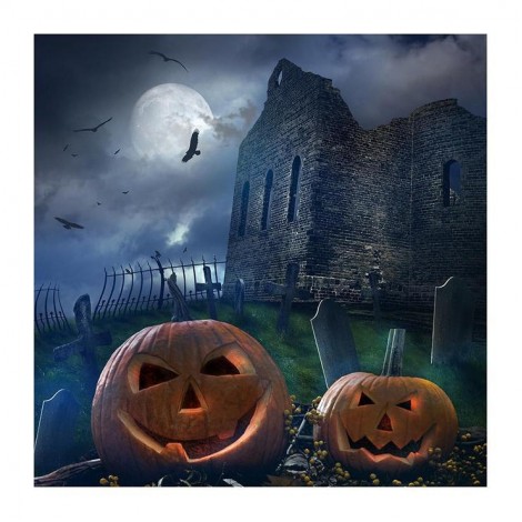 Cartoon Halloween Pumpkin Cemetery Pattern 5d Diy Diamond Painting Kits UK QB8146