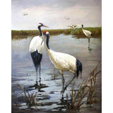 Oil Painting Style Crowned Crane 5D Diy Cross Stitch Diamond Painting Kits UK NA90069