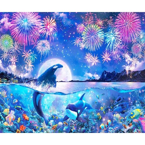 5d Diamond Art Night Sky Dolphin Diy Diamond Painting Set UK VM7767