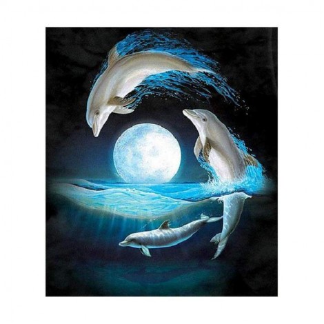 New Dream Dolphin 5d Diy Cross Stitch Diamond Painting Kits UK QB6507