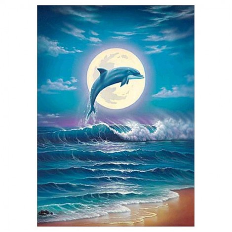 New Dream Dolphin 5d Diy Cross Stitch Diamond Painting Kits UK QB6529