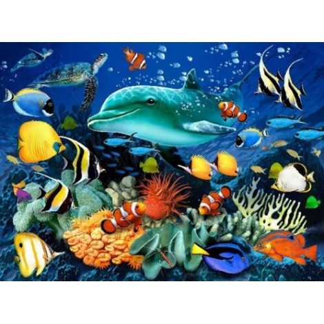 2019 Dream Square Diamond Colorful Dolphin 5d Diy Diamond Painting Kits UK VM7362