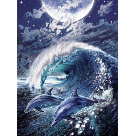 Dream Dolphin Moon 5D DIY Diamond Painting Kits UK VM90902