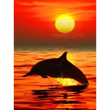 2019 Dream Natural Sunset Dolphin 5d Diy Diamond Painting Kits UK VM9691
