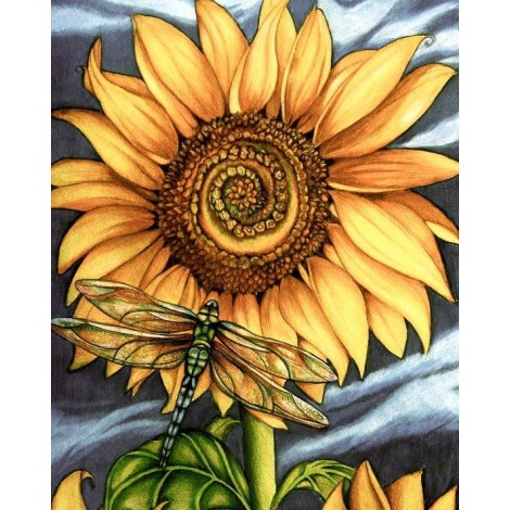 Modern Art Full Drill Plant Sunflower Dragonfly 5D Diy Diamond Painting Kits UK NA0053
