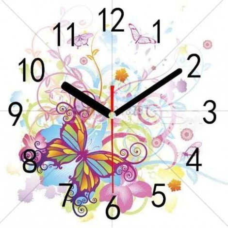 Dream Butterfly Clock 5d Diy Embroidery Cross Stitch Diamond Painting Kits UK NB0208