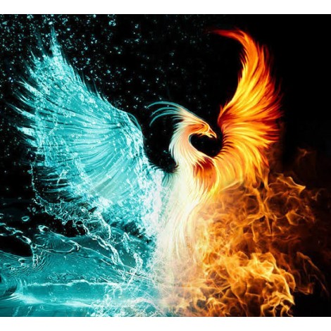 Full Square Drill Water Fire Phoenix 5D Diy Fantasy Diamond Painting Kits UK NA0076
