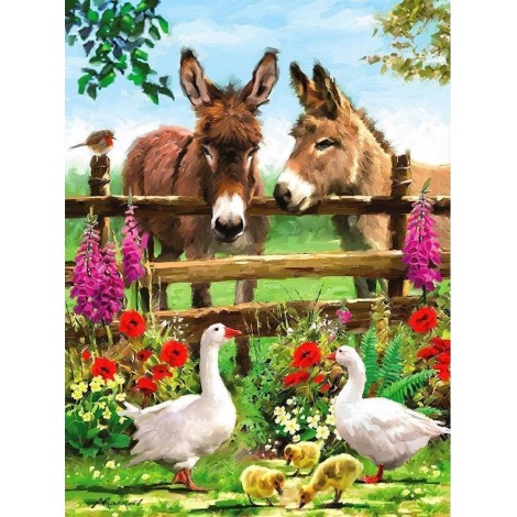 Oil Painting Style Full Square Drill Dog Donkey 5D Diy Diamond Painting Kits UK NA0300
