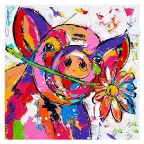 Full Square Drill Pig 5D Diy Watercolor Diamond Painting Kits UK NA0197