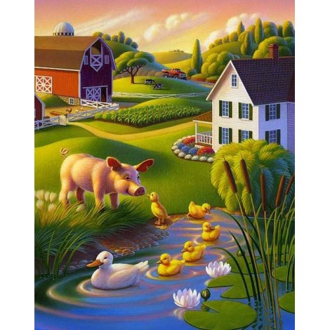 Cartoon Full Drill Pig 5D Diy Cross Stitch Diamond Painting Kits UK NA0335