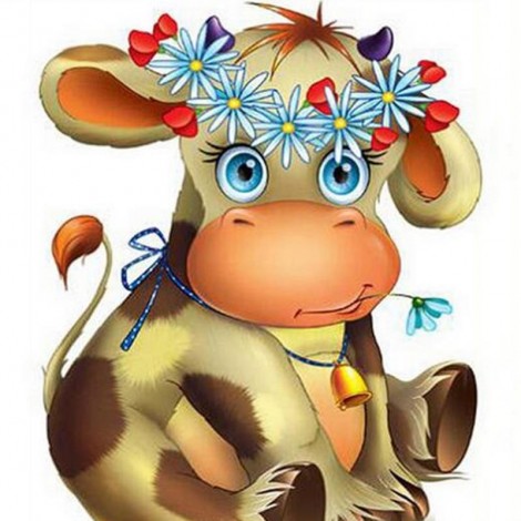 Full Drill Cow 5D Diy Cartoon Cross Stitch Diamond Painting Kits UK NA0167