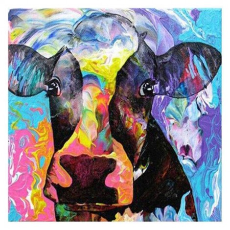 Watercolor Farm Animal Cow 5d Diy Cross Stitch Diamond Painting Kits UK QB7114