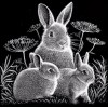 Black White Full Square Drill Rabbit Family 5D Diy Diamond Painting Kits UK NA0259