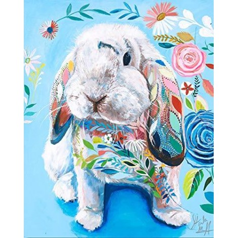 Watercolor Rabbit 5D Diy Embroidery Diamond Painting Kits UK NA0260