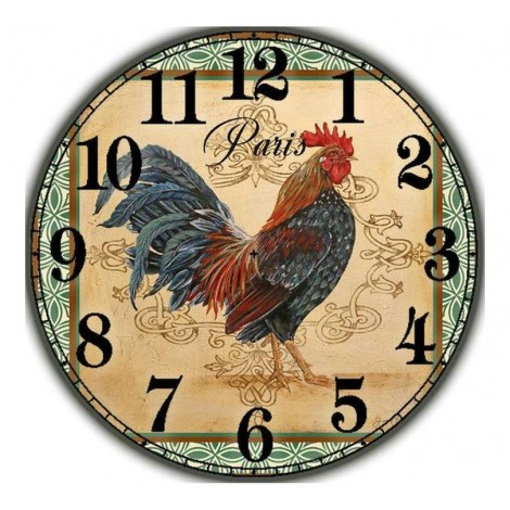 New Cock Clock 5D DIY Embroidery Cross Stitch Diamond Painting Kits UK NB0144