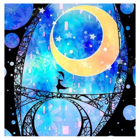 2019 Moon Girl Bridge Mosaic Cross Stitch 5D DIY Diamond Painting Kits UK VM90213