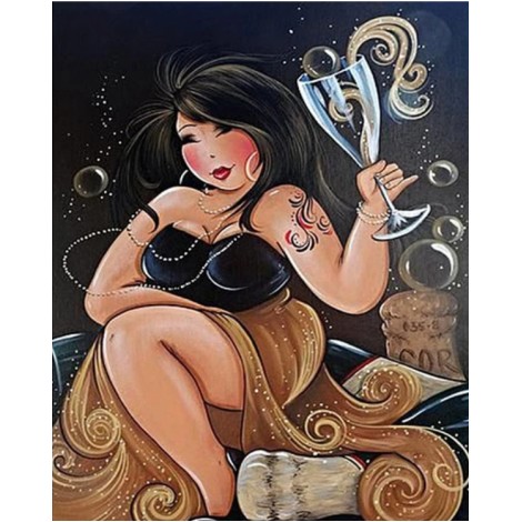 2019 New Hot Sale Square Drill Cartoon Fat Woman 5d Diy Diamond Painting Kits UK VM9133