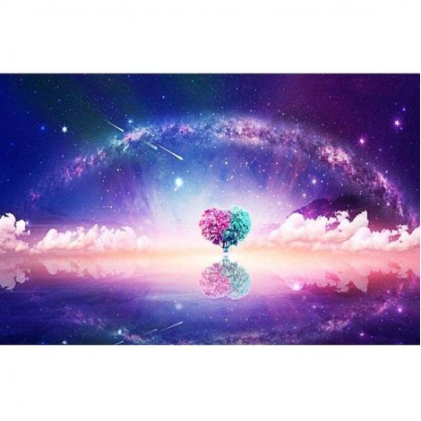 Pretty Romantic Blue&Pink Starry Sky Diamond Painting Idea AF9679