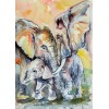 2019 Oil Painting Style Elephant Family 5d Diy Square Diamond Painting Kits UK VM7345