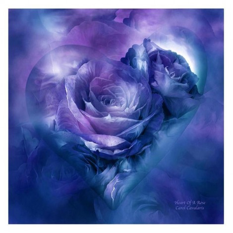 Romantic Heart-shaped  Blue Rose Diamond Painting Kits UK AF9325