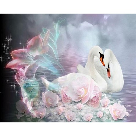 2019 Dream Swans Love Pattern Wall Decor 5d Diy Diamond Painting Kits UK VM9940