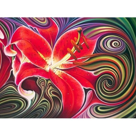 2019 Modern Art Red Abstract Flower Pattern 5d Diy Diamond Painting Kits UK VM7863