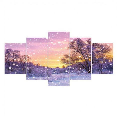 Multi Panel Winter Landscape 5D DIY Full Drill Diamond Painting Kits UK QB8107