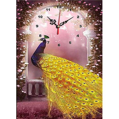 Bedazzled Special Animal Peacock Clock 5d Diy Diamond Painting Kits UK VM8163
