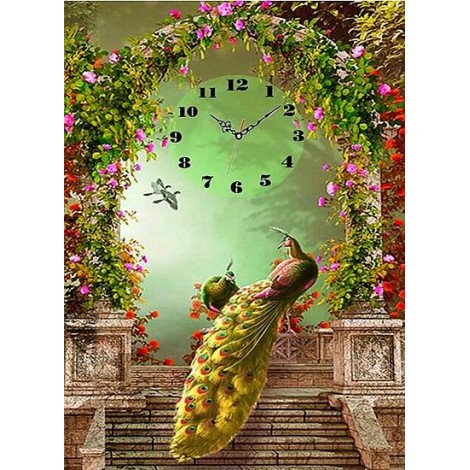2019 Dream Special Animal Peacock Clock 5d Diy Diamond Painting Kits UK VM8162