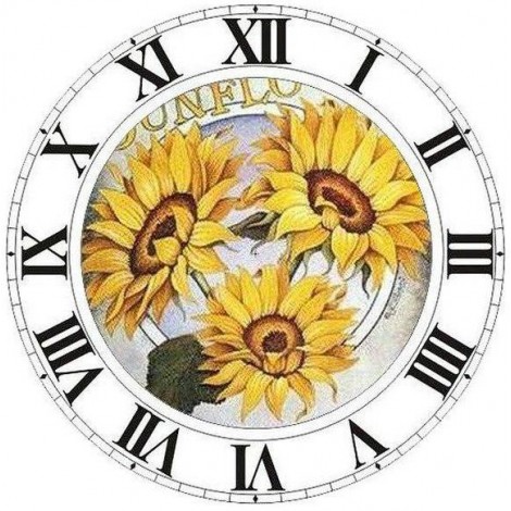 2019 Sunflower Clock 5D DIY Embroidery Cross Stitch Diamond Painting Kits UK NB0159