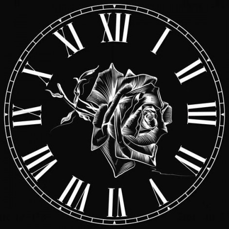 Black White Rose Clock 5D DIY Embroidery Cross Stitch Diamond Painting Kits UK NB00161