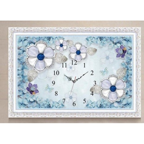 Large 2019 Wall Flower Clock 5D DIY Diamond Painting Cross Stitch Kits UK NB10308