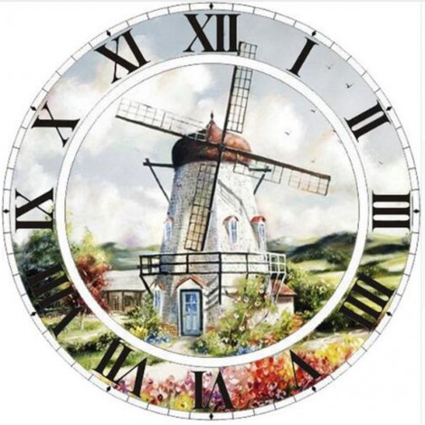 Special Windmill Clock 5d Diy Embroidery Cross Stitch Diamond Painting Kits UK NA0978