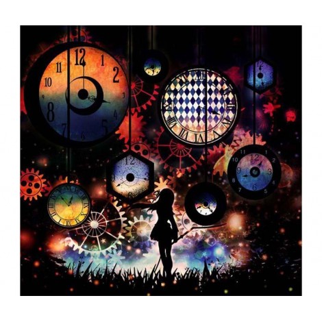 2019 Dream Modern Art Colorful Clock 5d Cross Stitch UK Rhinestone Painting VM1214
