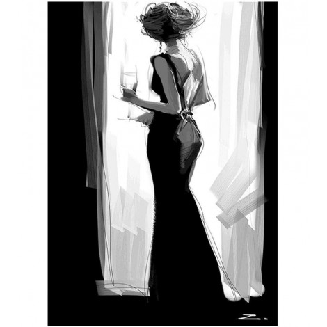 2019 Hot Black And White Woman Picture Wall Decor Diy Diamond Painting Kits UK VM9489