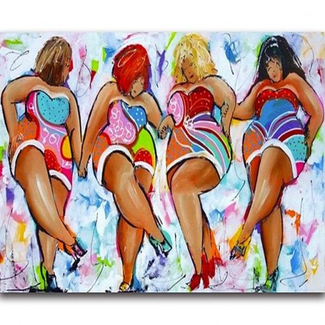 Modern Art Hot Sale Square Drill Cartoon Fat Woman 5d Diy Diamond Painting Kits UK VM9139