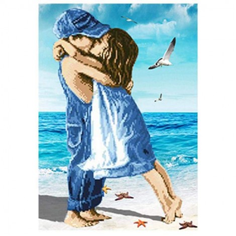 Oil Painting Style Boy And Girl 5d Diy Embroidery Diamond Painting Kits UK NA0971