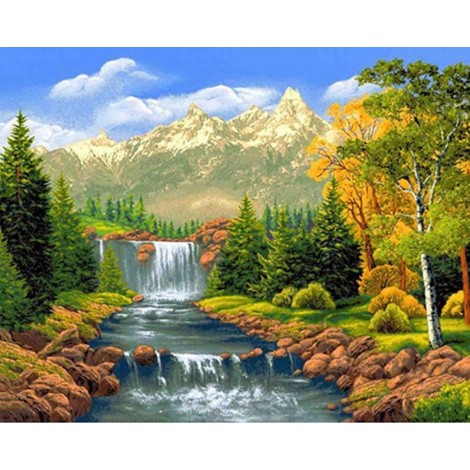 Landscape Waterfalls Mountain 5d Diy Crystal Diamond Painting Kits UK VM4159