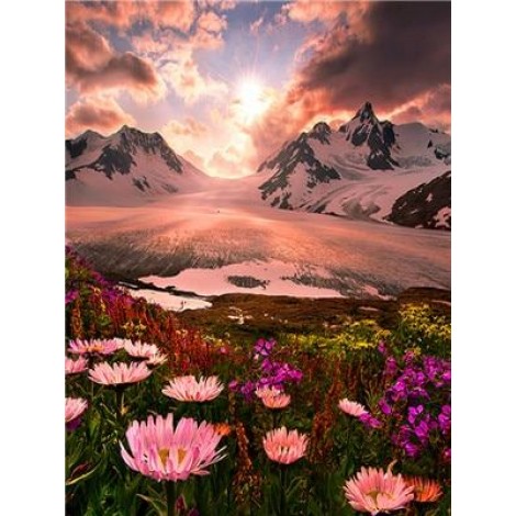 2019 Hot Sale Natural Mountain Flower 5D Diy Diamond Cross Stitch Kits UK VM42103