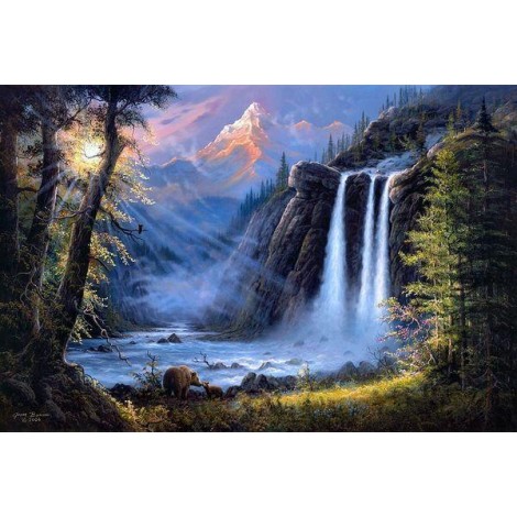 Dream Waterfall Bear Landscape 5D DIY Diamond Painting Kits UK VM90947