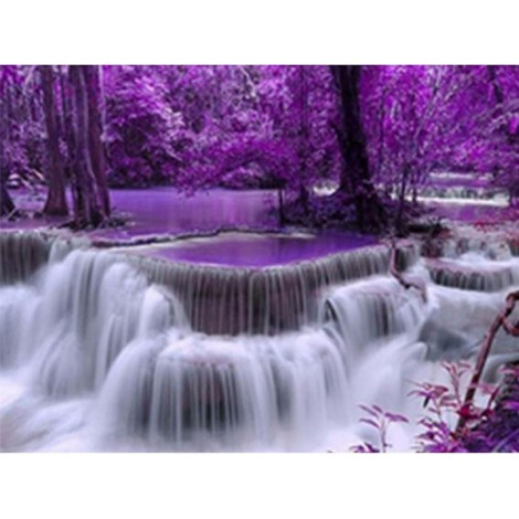 2019 Dream Lavender Charming Waterfall 5d Diy Kits UK Diamond Cross Stitch VM1007