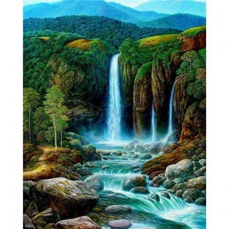 2019 Dream Landscape Mountain Waterfall 5d Diy Diamond Painting Kits UK VM9465